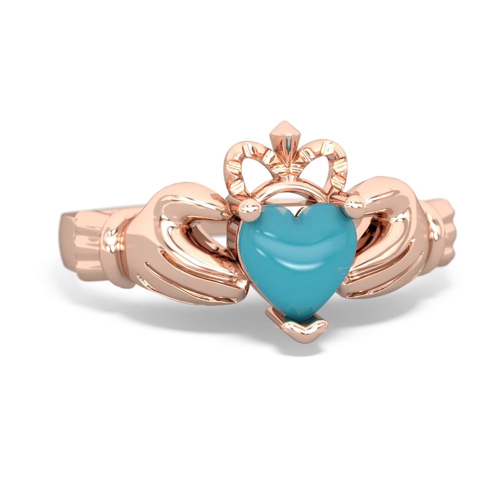 Turquoise Claddagh 14K Rose Gold ring R2370