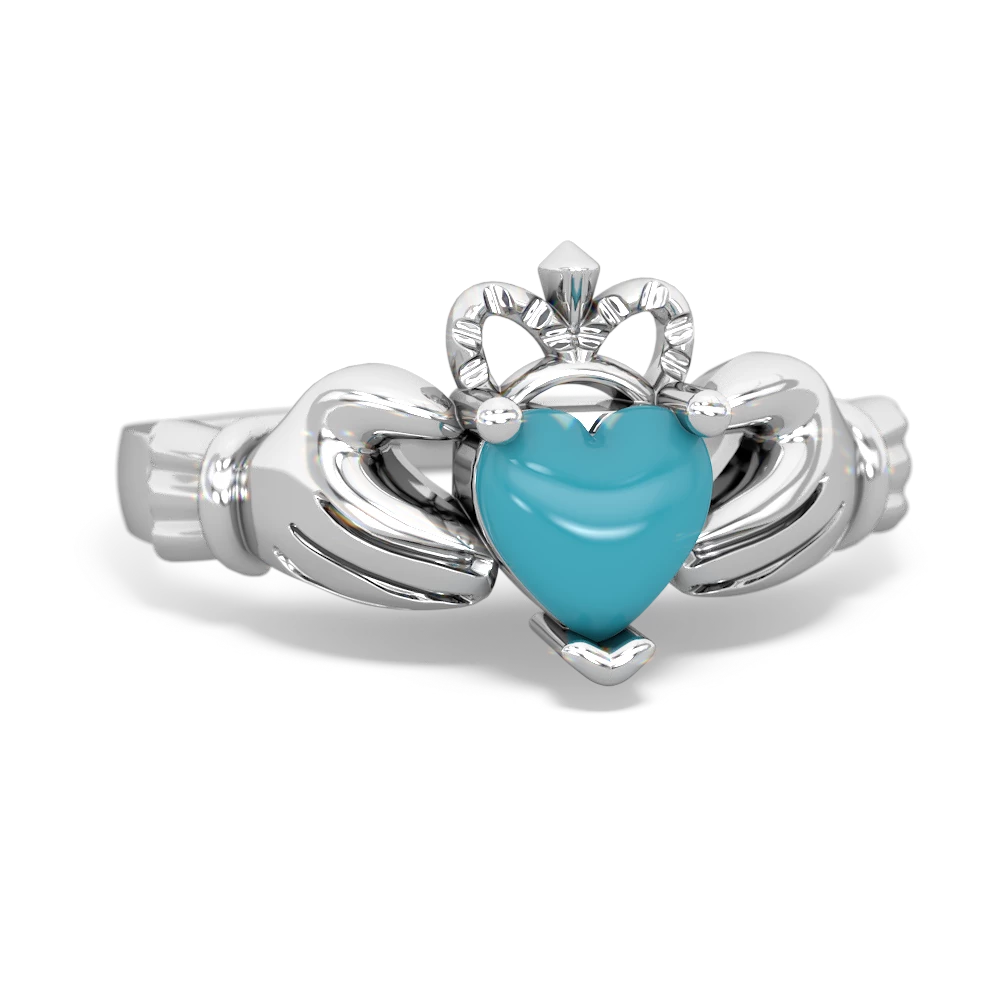 Turquoise Claddagh 14K White Gold ring R2370