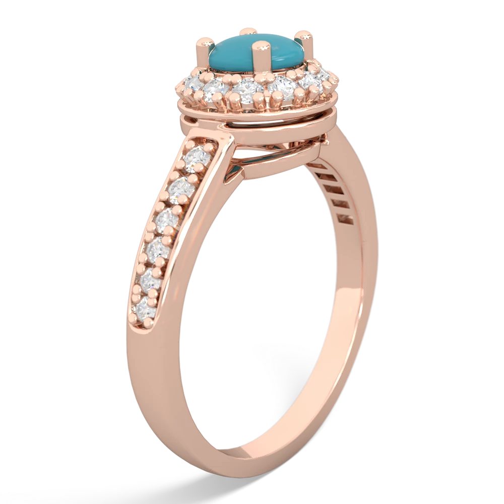 Turquoise Diamond Halo 14K Rose Gold ring R5370