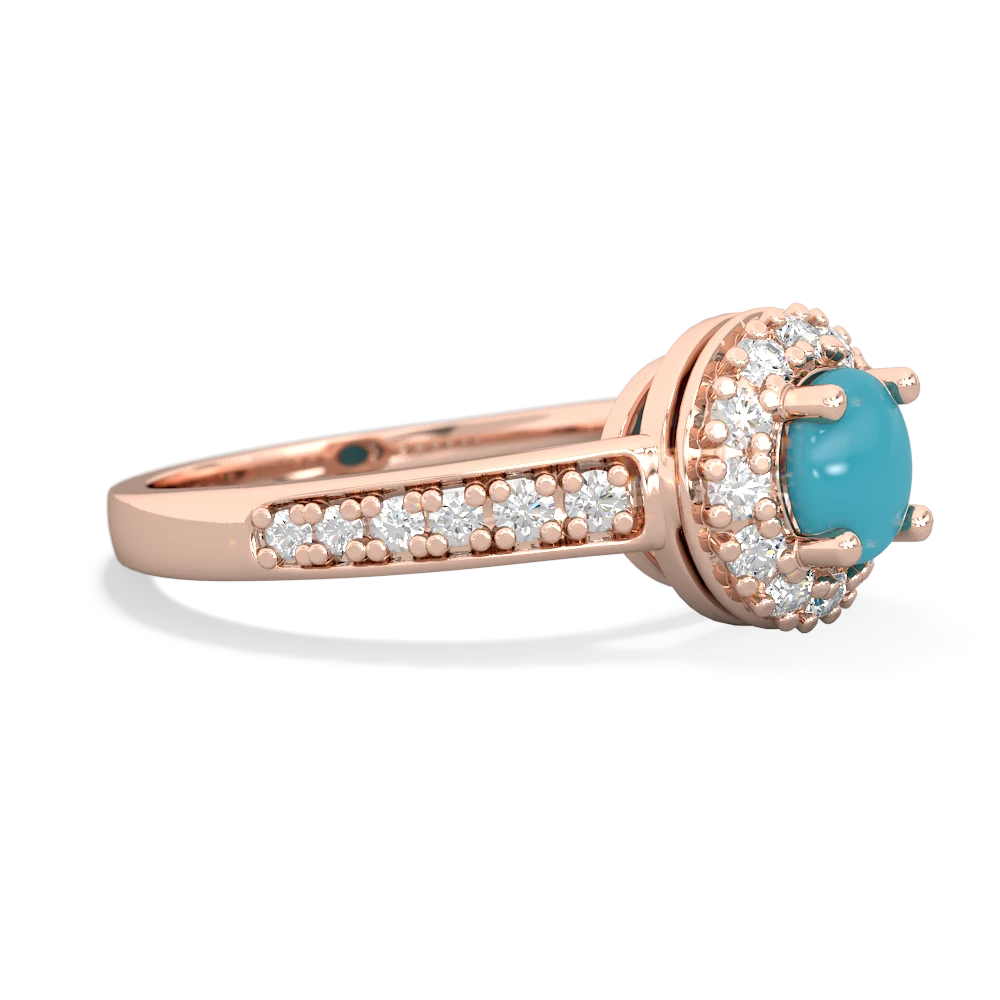 Turquoise Diamond Halo 14K Rose Gold ring R5370
