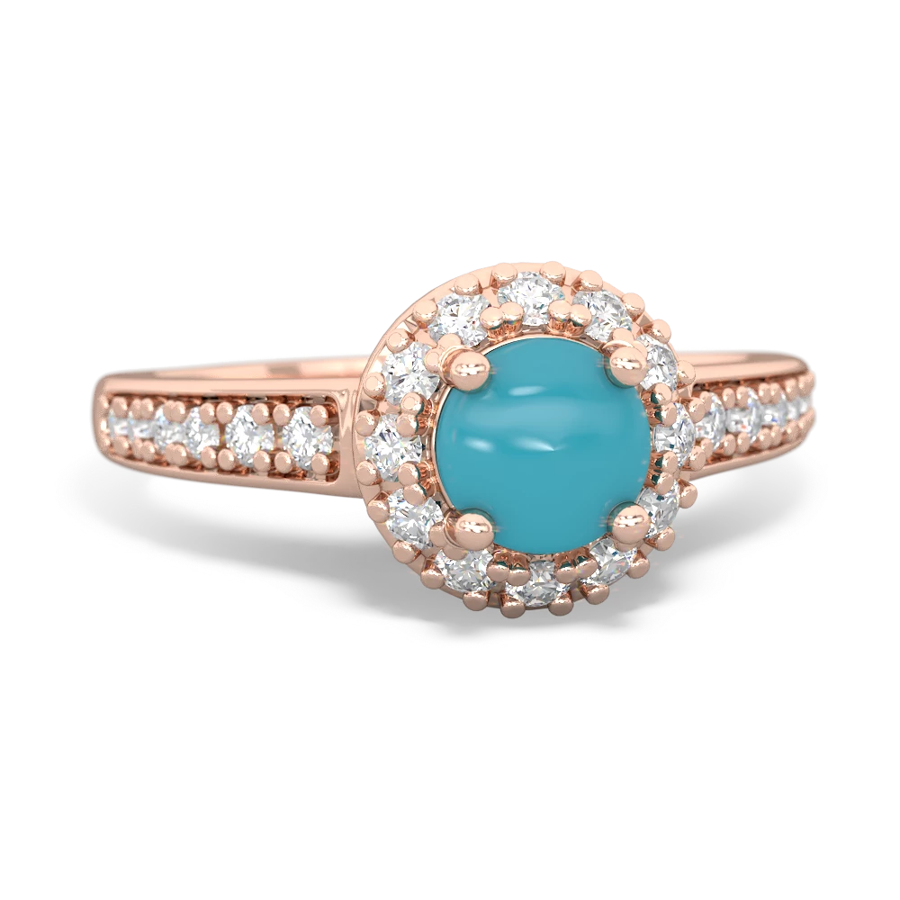 Turquoise Diamond Halo 14K Rose Gold ring R5370