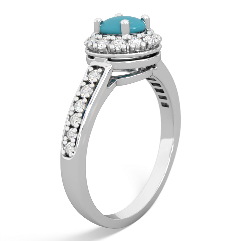 Turquoise Diamond Halo 14K White Gold ring R5370