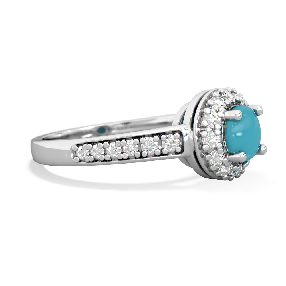 Turquoise Diamond Halo 14K White Gold ring R5370