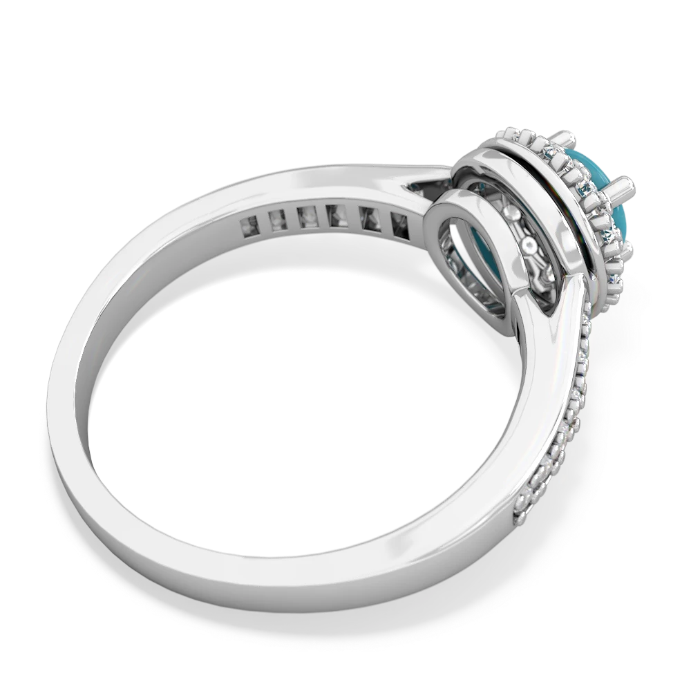 Turquoise Diamond Halo 14K White Gold ring R5370