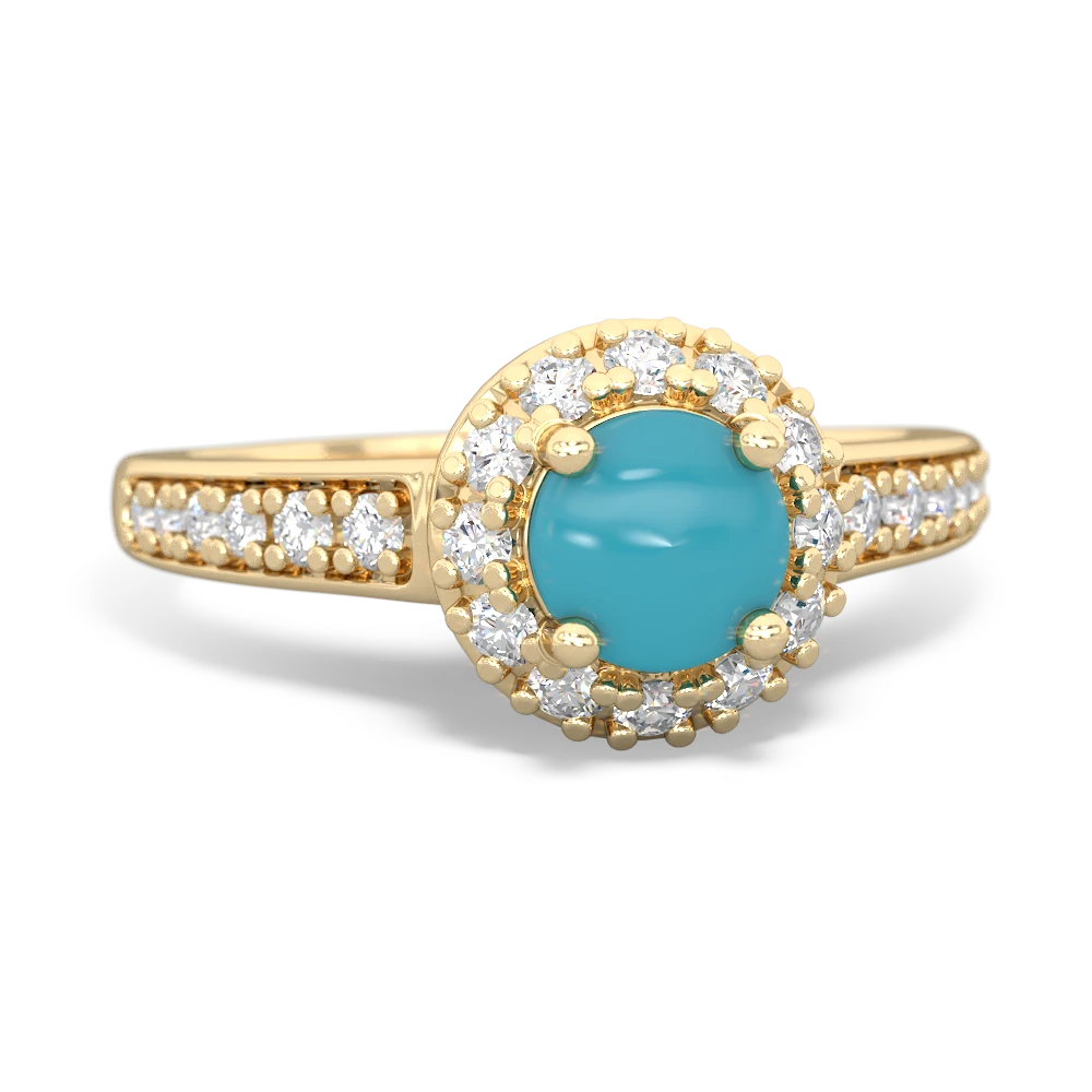 Turquoise Diamond Halo 14K Yellow Gold ring R5370