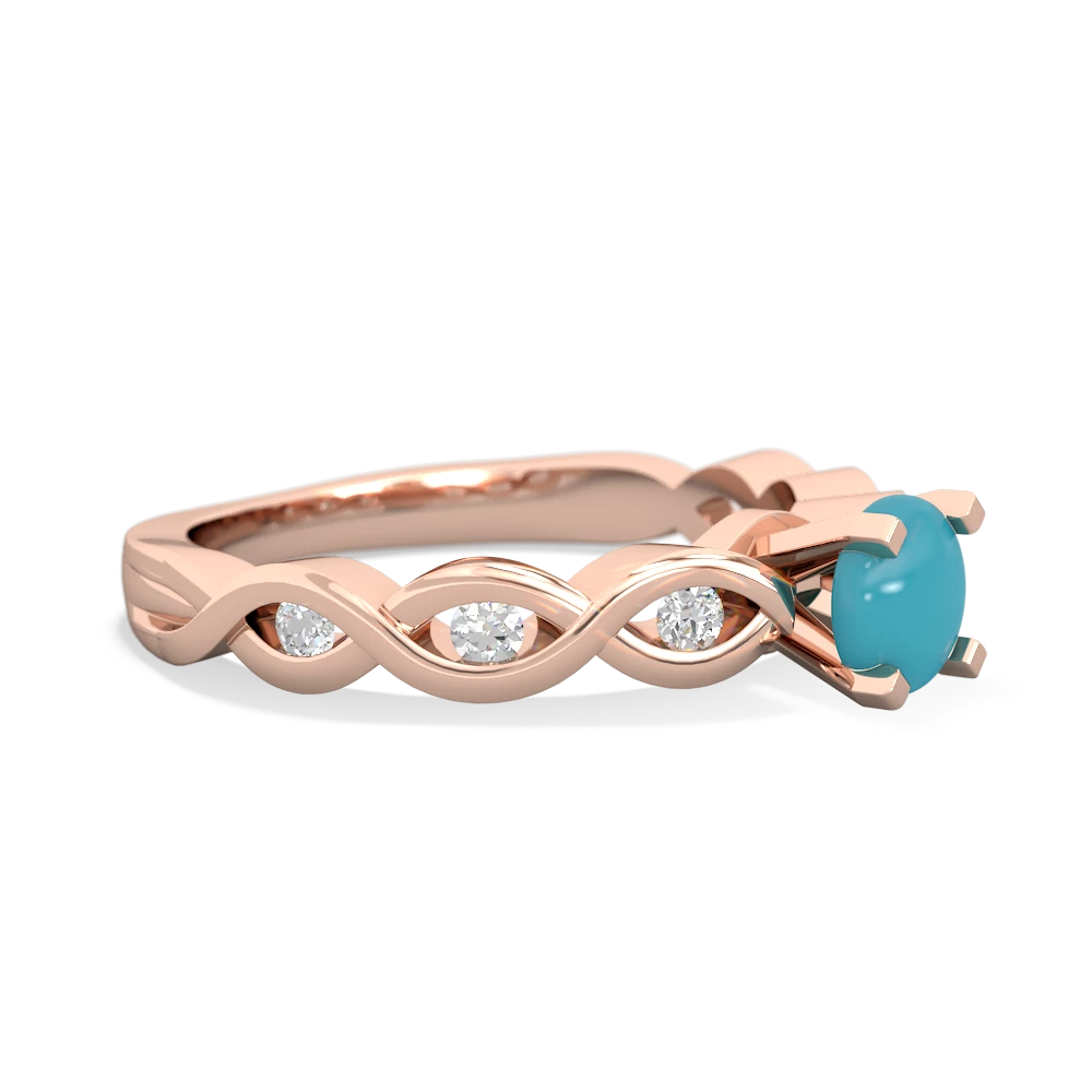 Turquoise Infinity 5Mm Round Engagement 14K Rose Gold ring R26315RD