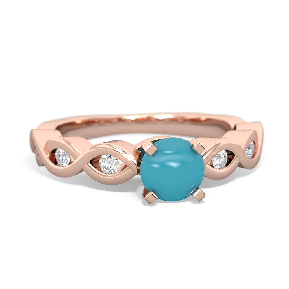 Turquoise Infinity 5Mm Round Engagement 14K Rose Gold ring R26315RD