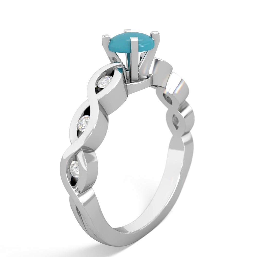 Turquoise Infinity 5Mm Round Engagement 14K White Gold ring R26315RD