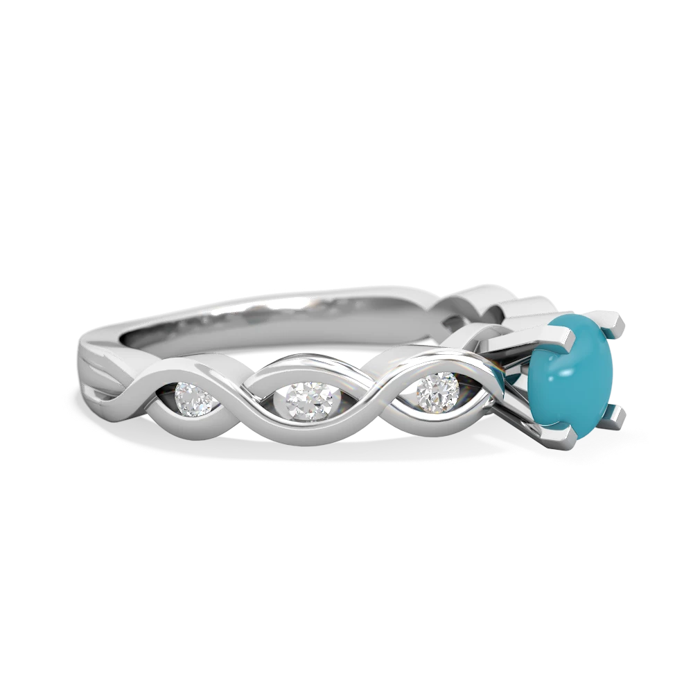 Turquoise Infinity 5Mm Round Engagement 14K White Gold ring R26315RD