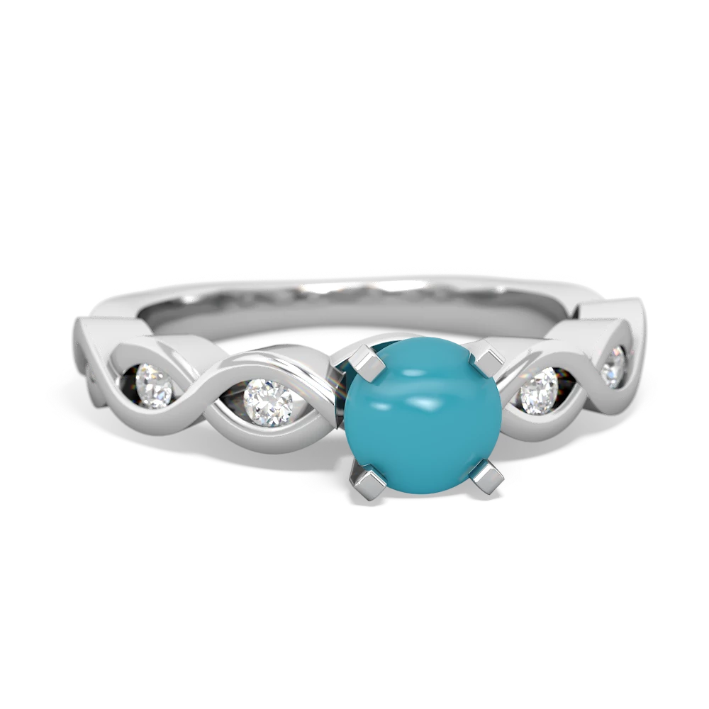 Turquoise Infinity 5Mm Round Engagement 14K White Gold ring R26315RD