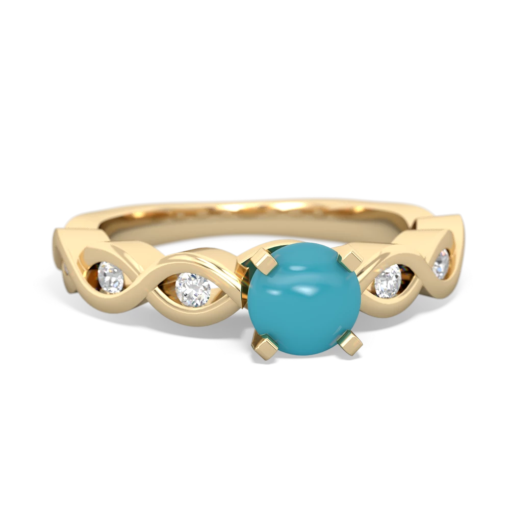 Turquoise Infinity 5Mm Round Engagement 14K Yellow Gold ring R26315RD