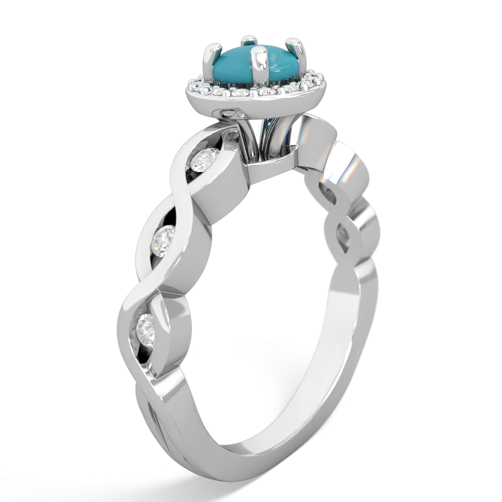 Turquoise Infinity Halo Engagement 14K White Gold ring R26315RH