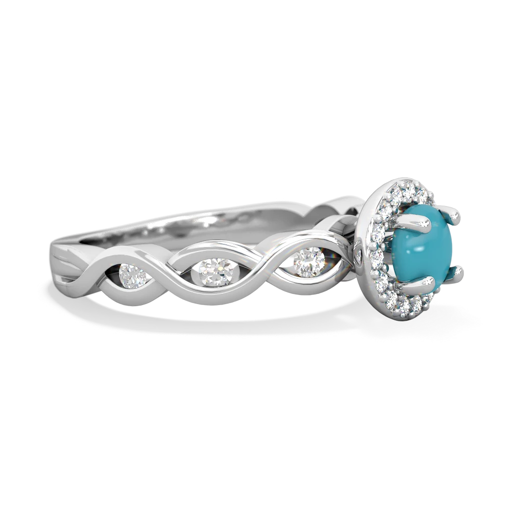 Turquoise Infinity Halo Engagement 14K White Gold ring R26315RH