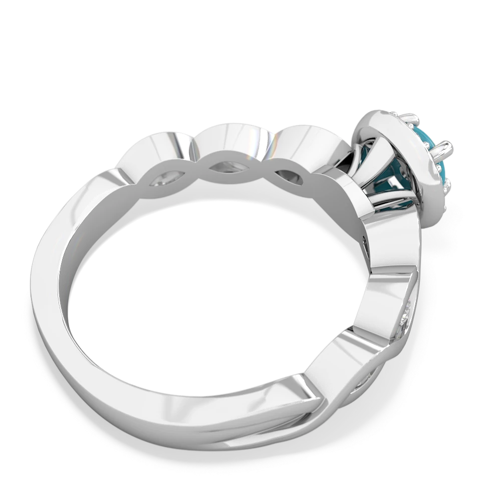 Turquoise Infinity Halo Engagement 14K White Gold ring R26315RH