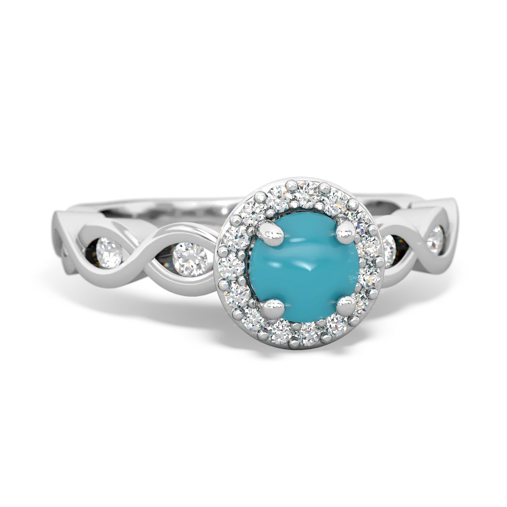 Turquoise Infinity Halo Engagement ring 14K White Gold JewelsForMe