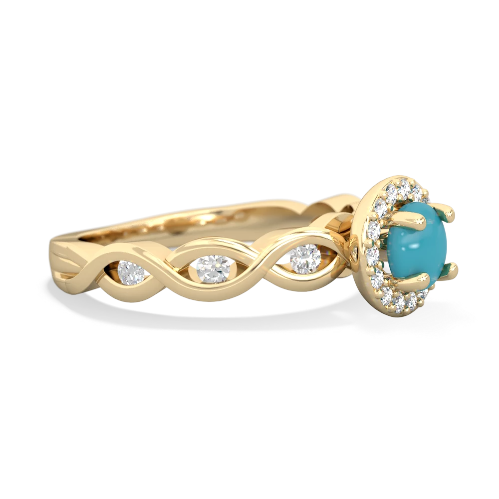 Turquoise Infinity Halo Engagement 14K Yellow Gold ring R26315RH