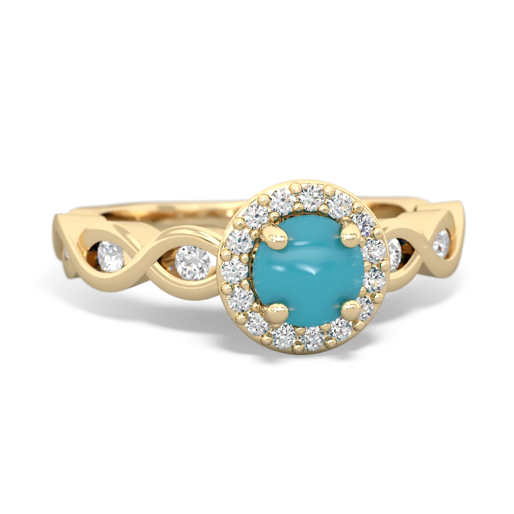 Turquoise Infinity Halo Engagement 14K Yellow Gold ring R26315RH