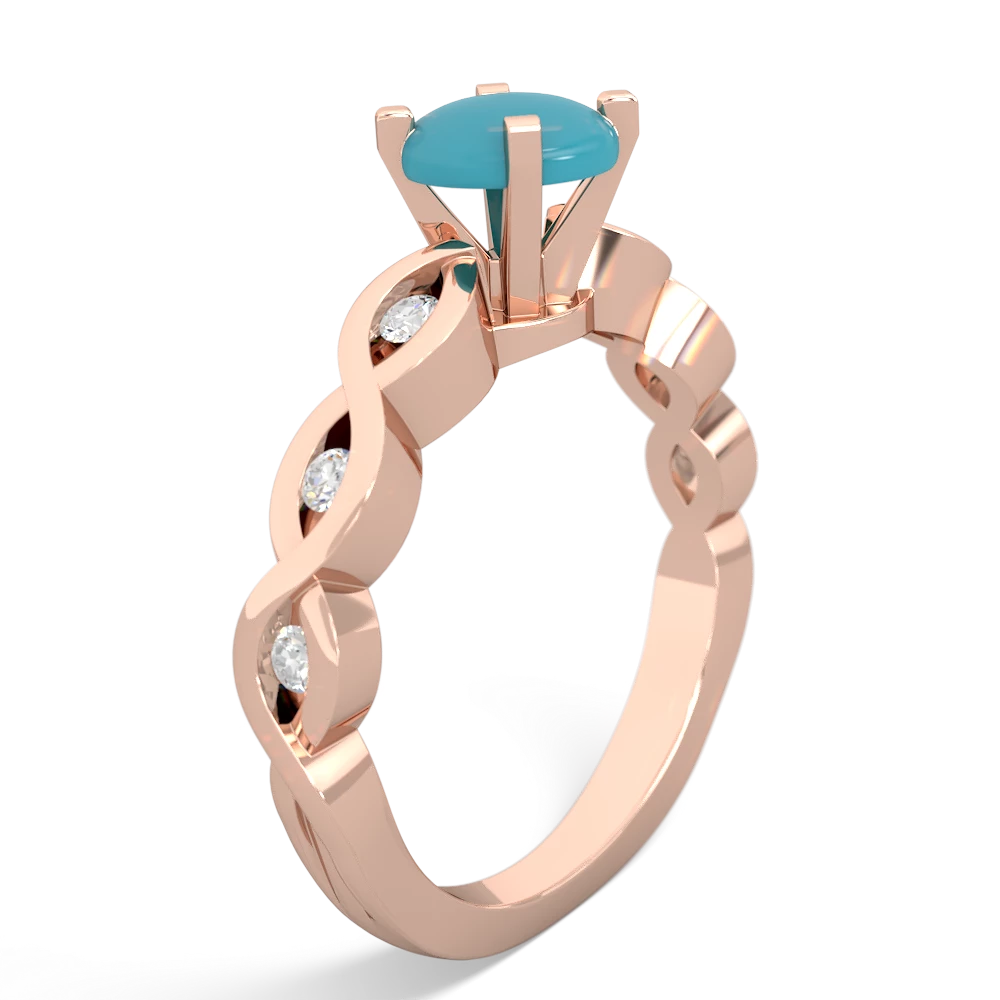 Turquoise Infinity 6Mm Round Engagement 14K Rose Gold ring R26316RD