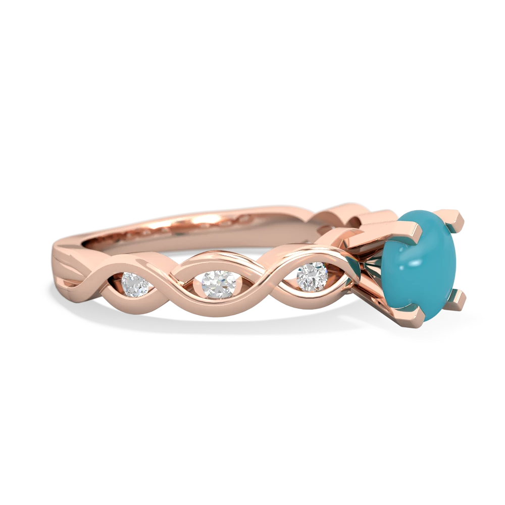 Turquoise Infinity 6Mm Round Engagement 14K Rose Gold ring R26316RD