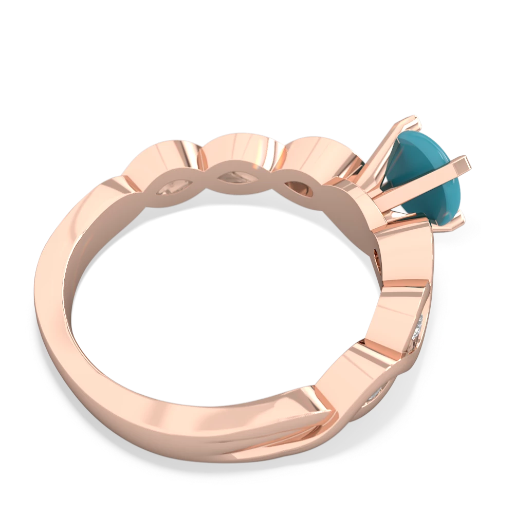 Turquoise Infinity 6Mm Round Engagement 14K Rose Gold ring R26316RD