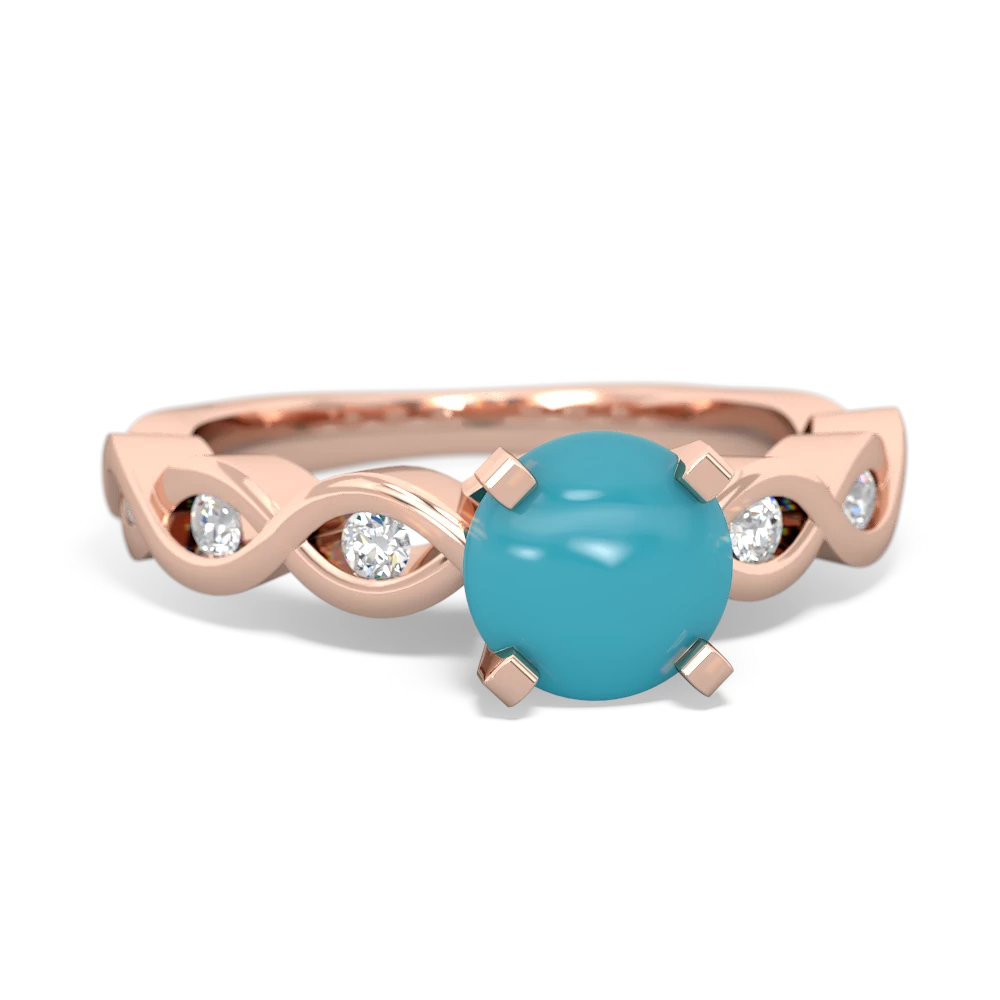 Turquoise Infinity 6Mm Round Engagement 14K Rose Gold ring R26316RD