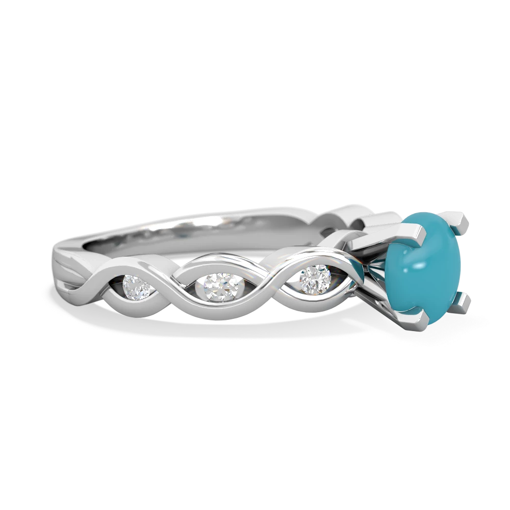 Turquoise Infinity 6Mm Round Engagement 14K White Gold ring R26316RD