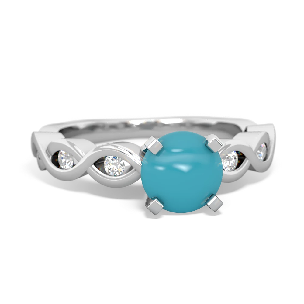 Turquoise Infinity 6Mm Round Engagement 14K White Gold ring R26316RD