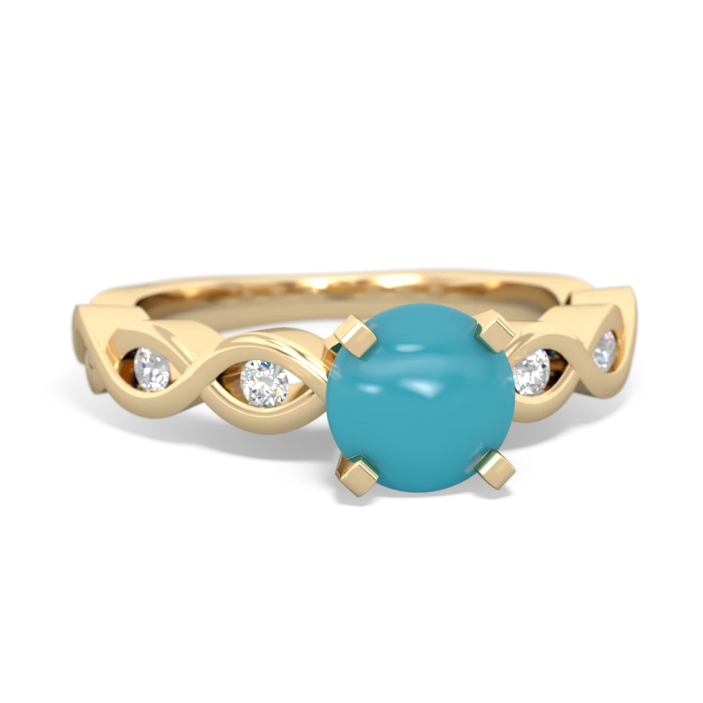 Turquoise Infinity 6Mm Round Engagement 14K Yellow Gold ring R26316RD