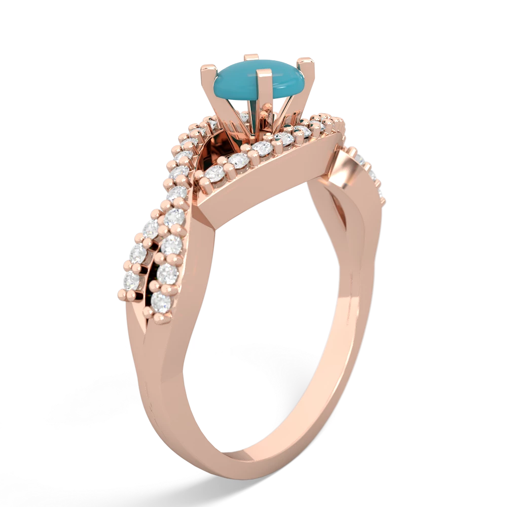 Turquoise Diamond Twist 5Mm Round Engagment  14K Rose Gold ring R26405RD