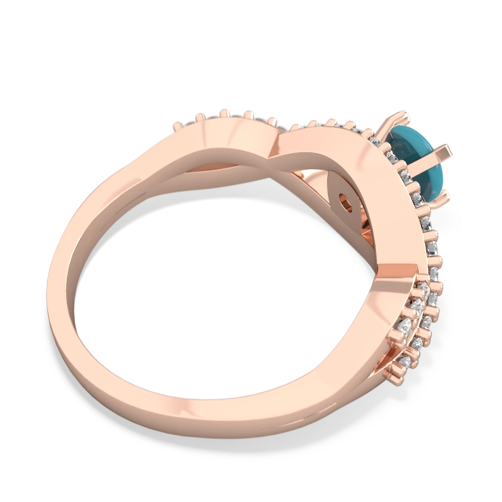 Turquoise Diamond Twist 5Mm Round Engagment  14K Rose Gold ring R26405RD