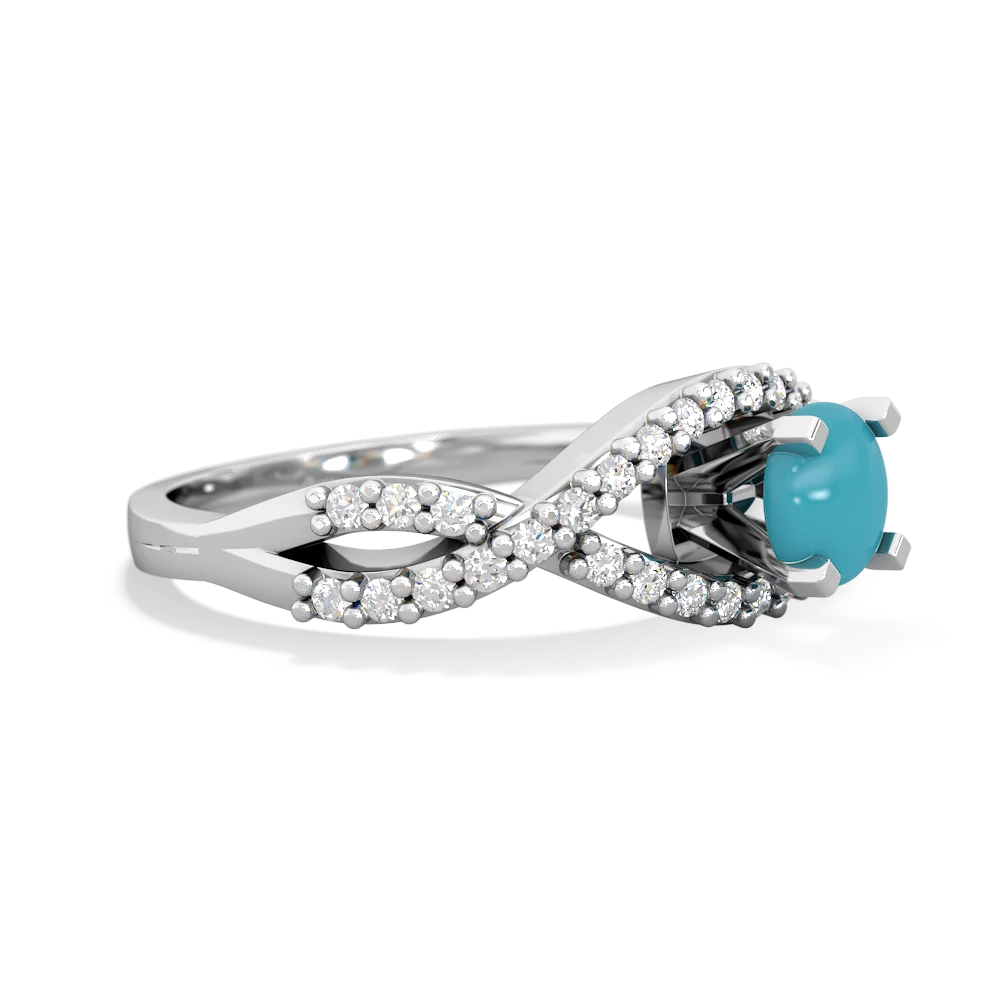 Turquoise Diamond Twist 5Mm Round Engagment  14K White Gold ring R26405RD