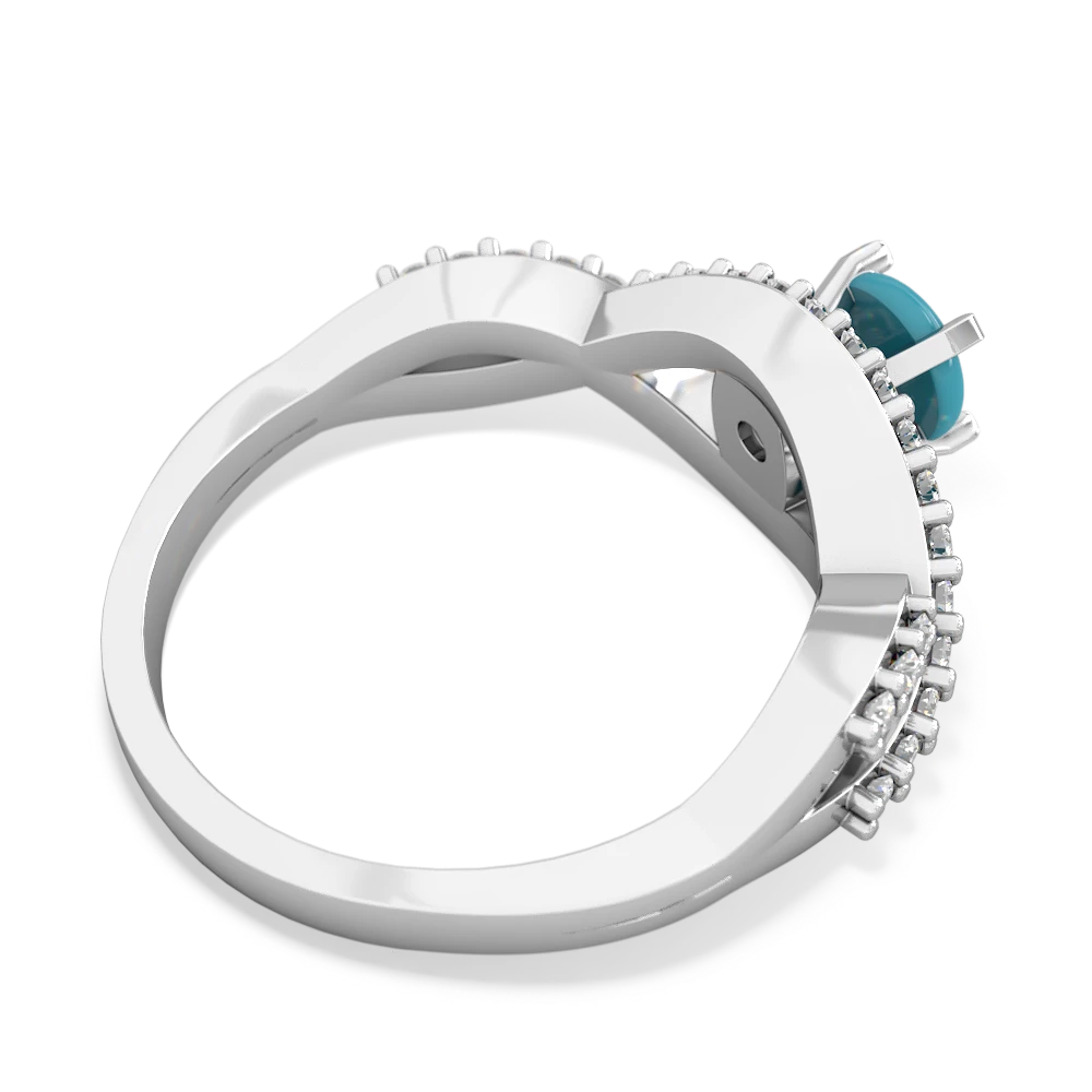 Turquoise Diamond Twist 5Mm Round Engagment  14K White Gold ring R26405RD