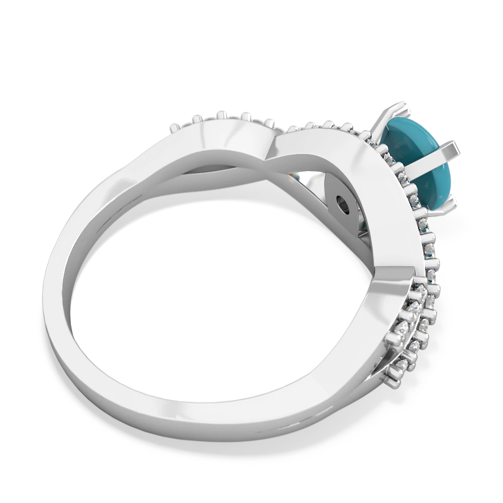 Turquoise Diamond Twist 6Mm Round Engagment  14K White Gold ring R26406RD