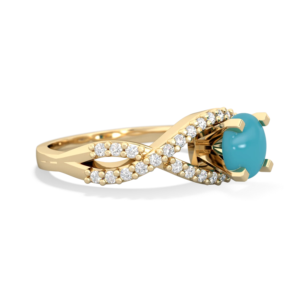 Turquoise Diamond Twist 6Mm Round Engagment  14K Yellow Gold ring R26406RD