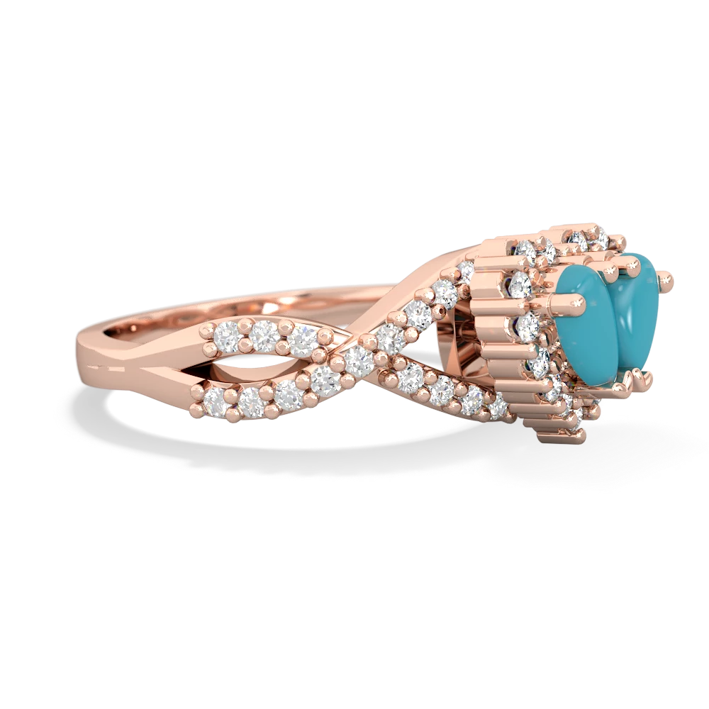 Turquoise Diamond Twist 'One Heart' 14K Rose Gold ring R2640HRT