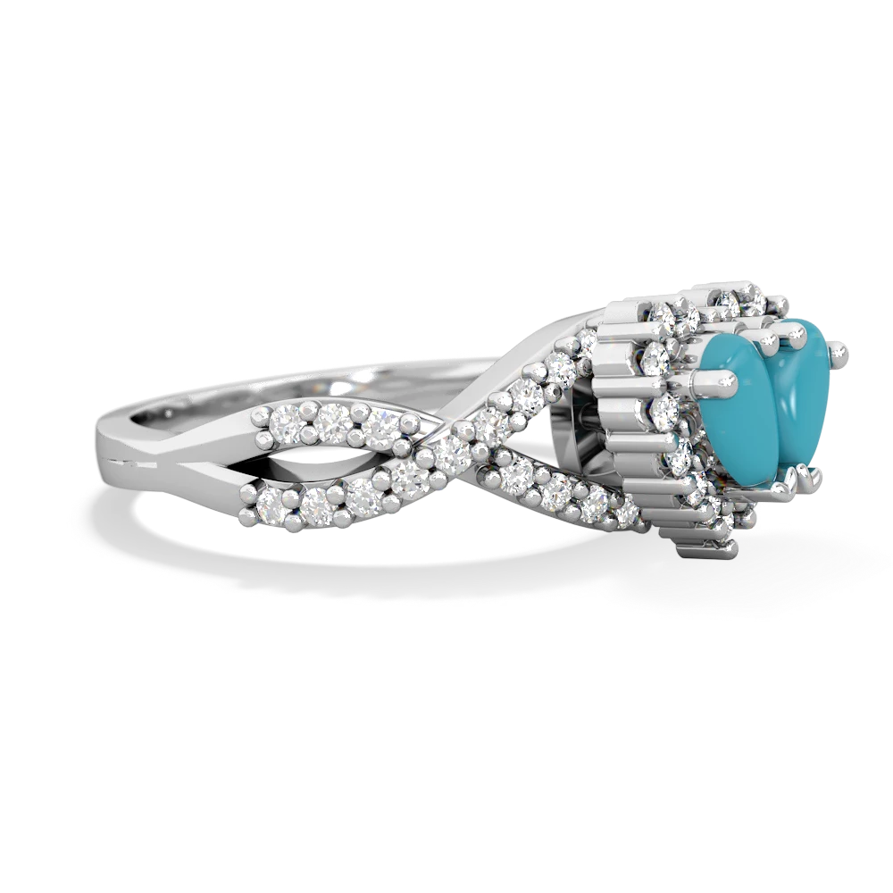 Turquoise Diamond Twist 'One Heart' 14K White Gold ring R2640HRT