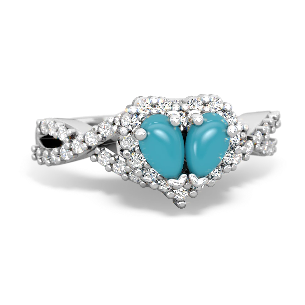 Turquoise Diamond Twist 'One Heart' 14K White Gold ring R2640HRT