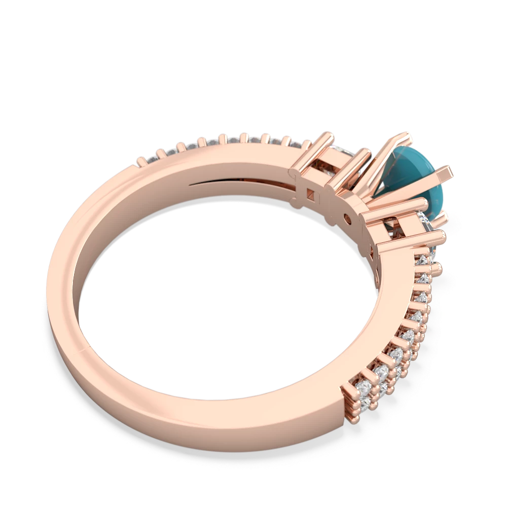 Turquoise Classic 5Mm Round Engagement 14K Rose Gold ring R26435RD