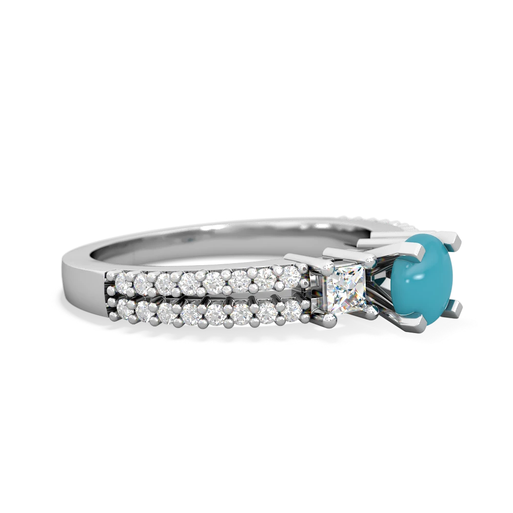 Turquoise Classic 5Mm Round Engagement 14K White Gold ring R26435RD