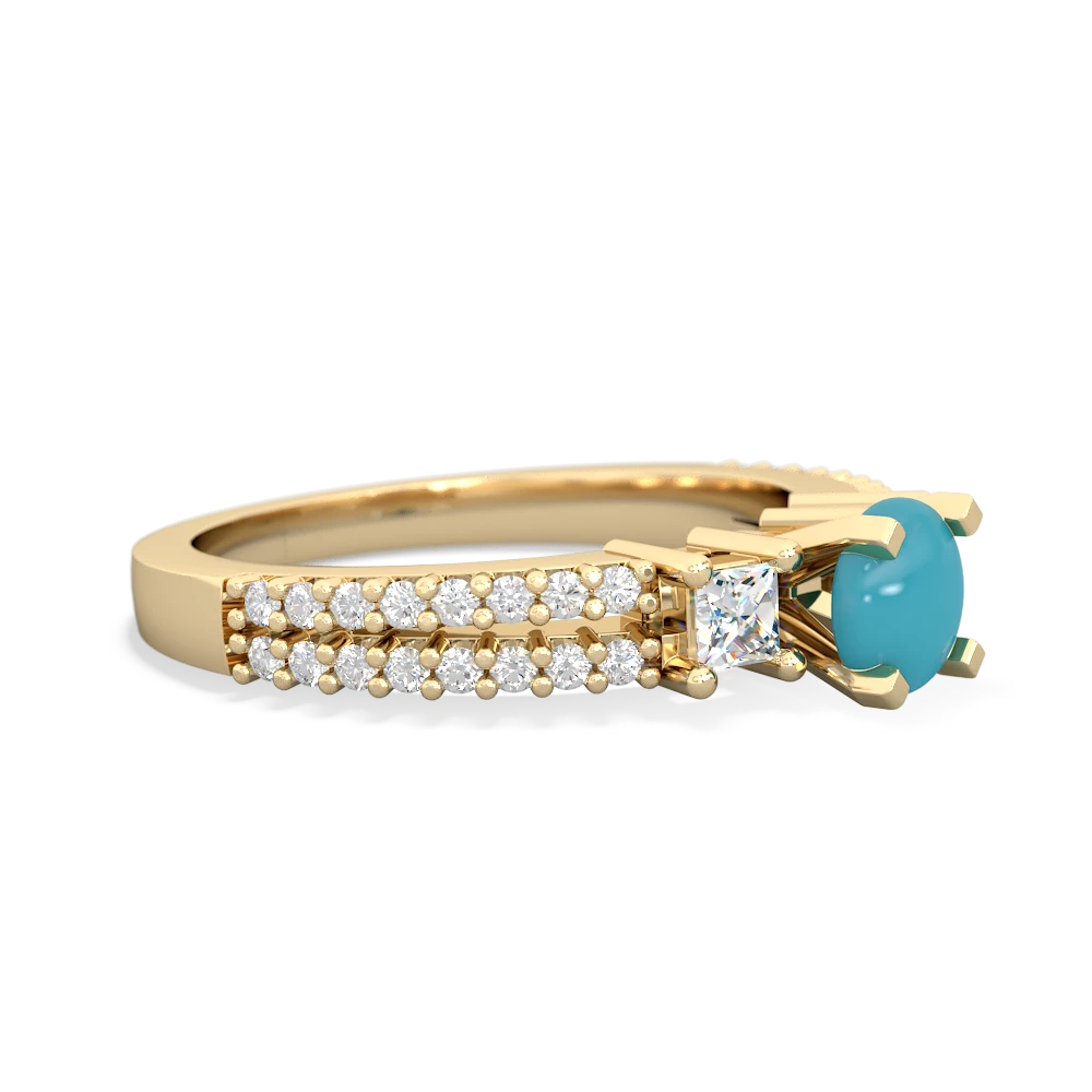 Turquoise Classic 5Mm Round Engagement 14K Yellow Gold ring R26435RD