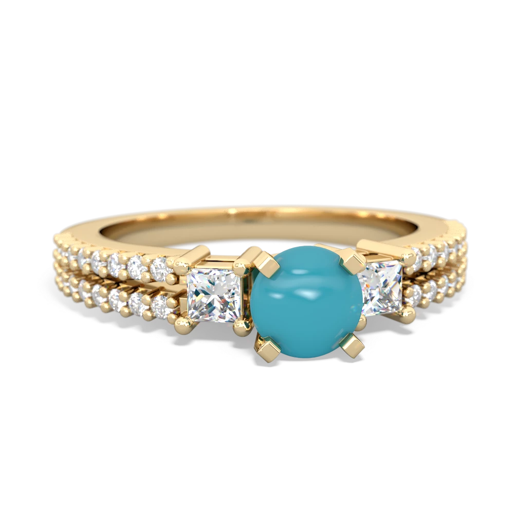 Turquoise Classic 5Mm Round Engagement 14K Yellow Gold ring R26435RD