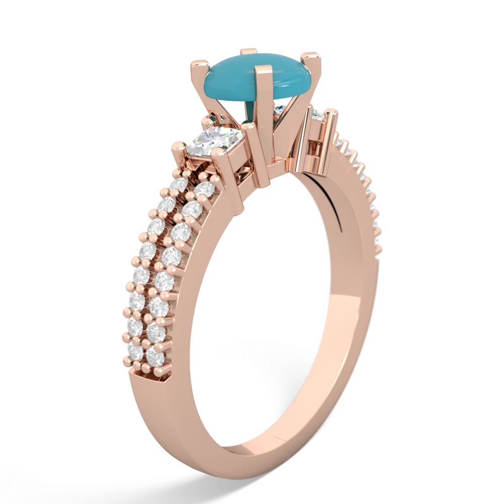 Turquoise Classic 6Mm Round Engagement 14K Rose Gold ring R26436RD