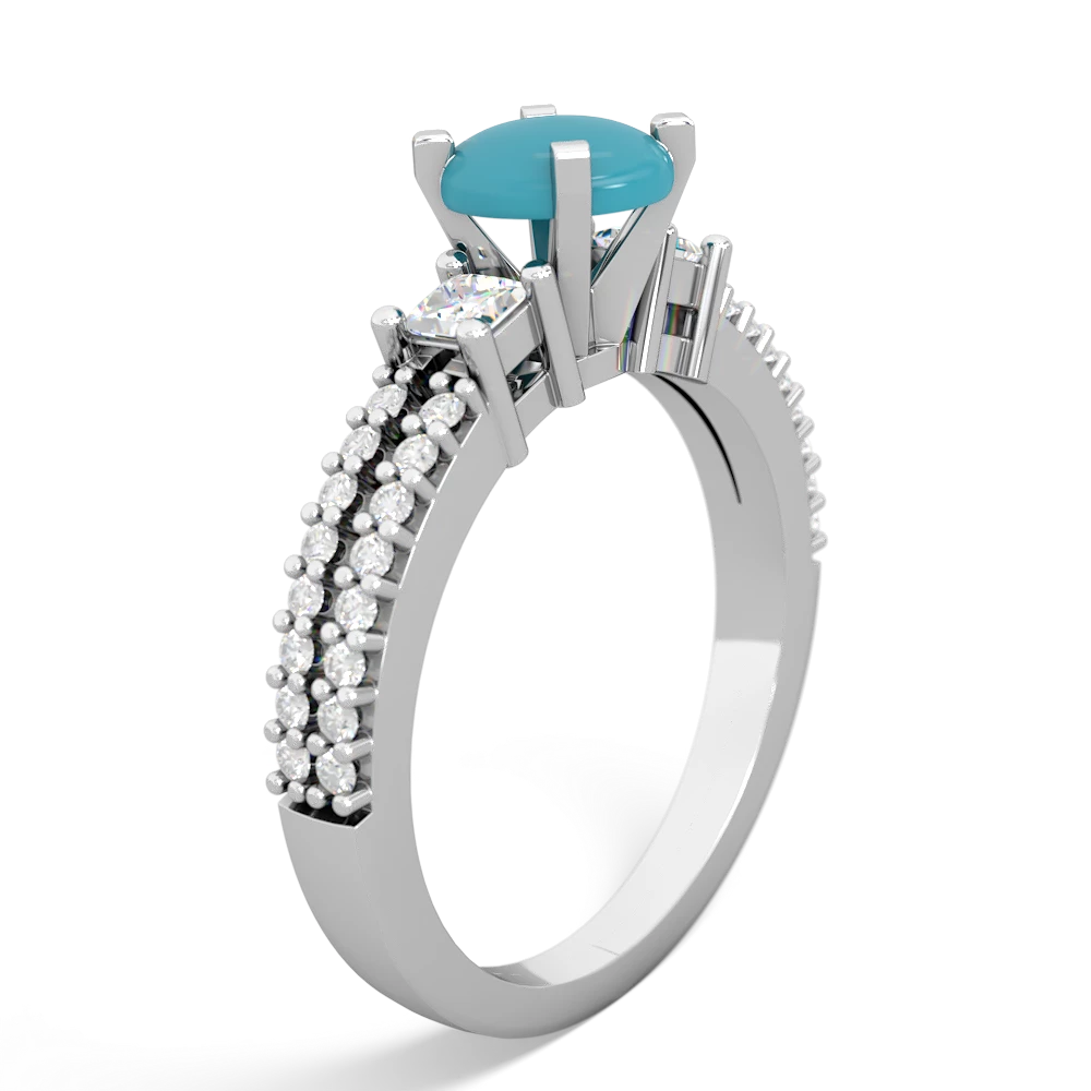 Turquoise Classic 6Mm Round Engagement 14K White Gold ring R26436RD