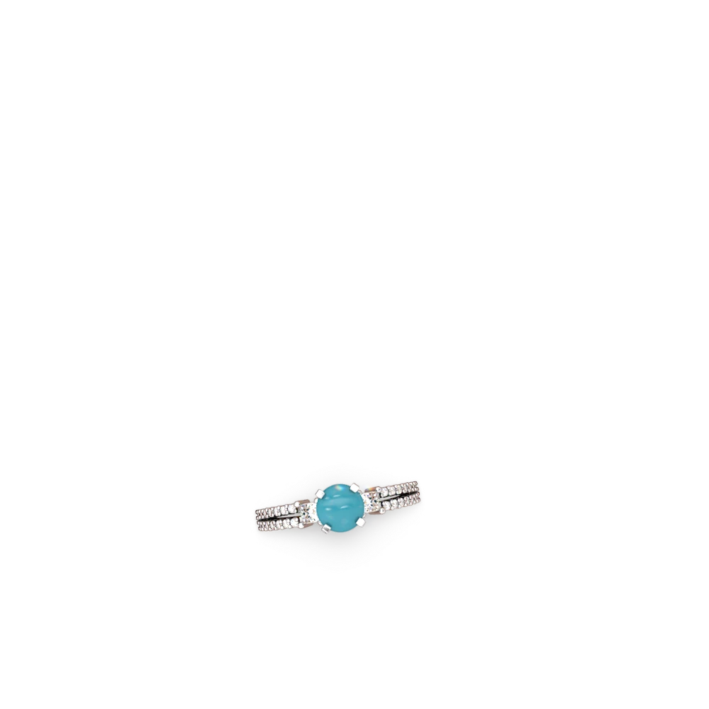 Turquoise Classic 6Mm Round Engagement 14K White Gold ring R26436RD