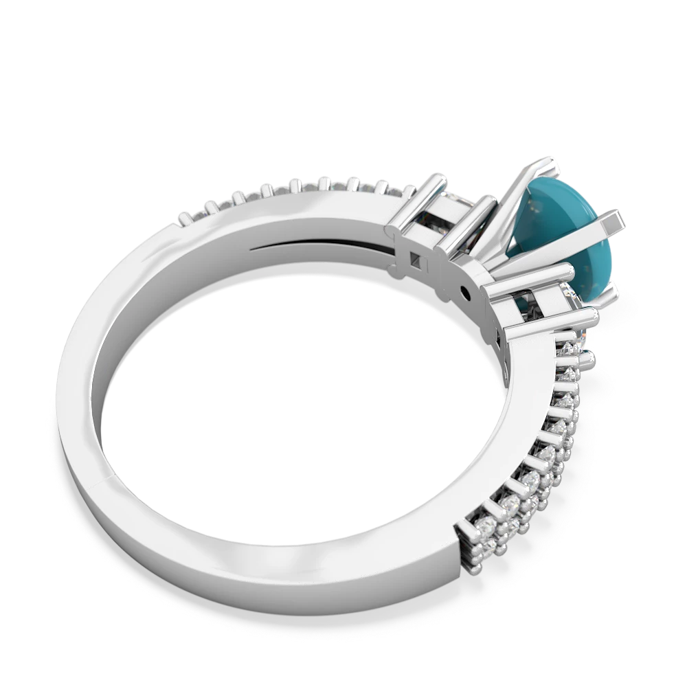 Turquoise Classic 6Mm Round Engagement 14K White Gold ring R26436RD