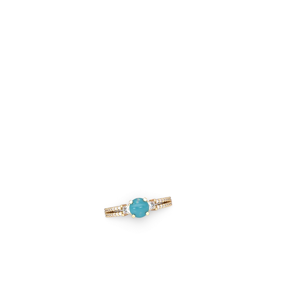 Turquoise Classic 6Mm Round Engagement 14K Yellow Gold ring R26436RD