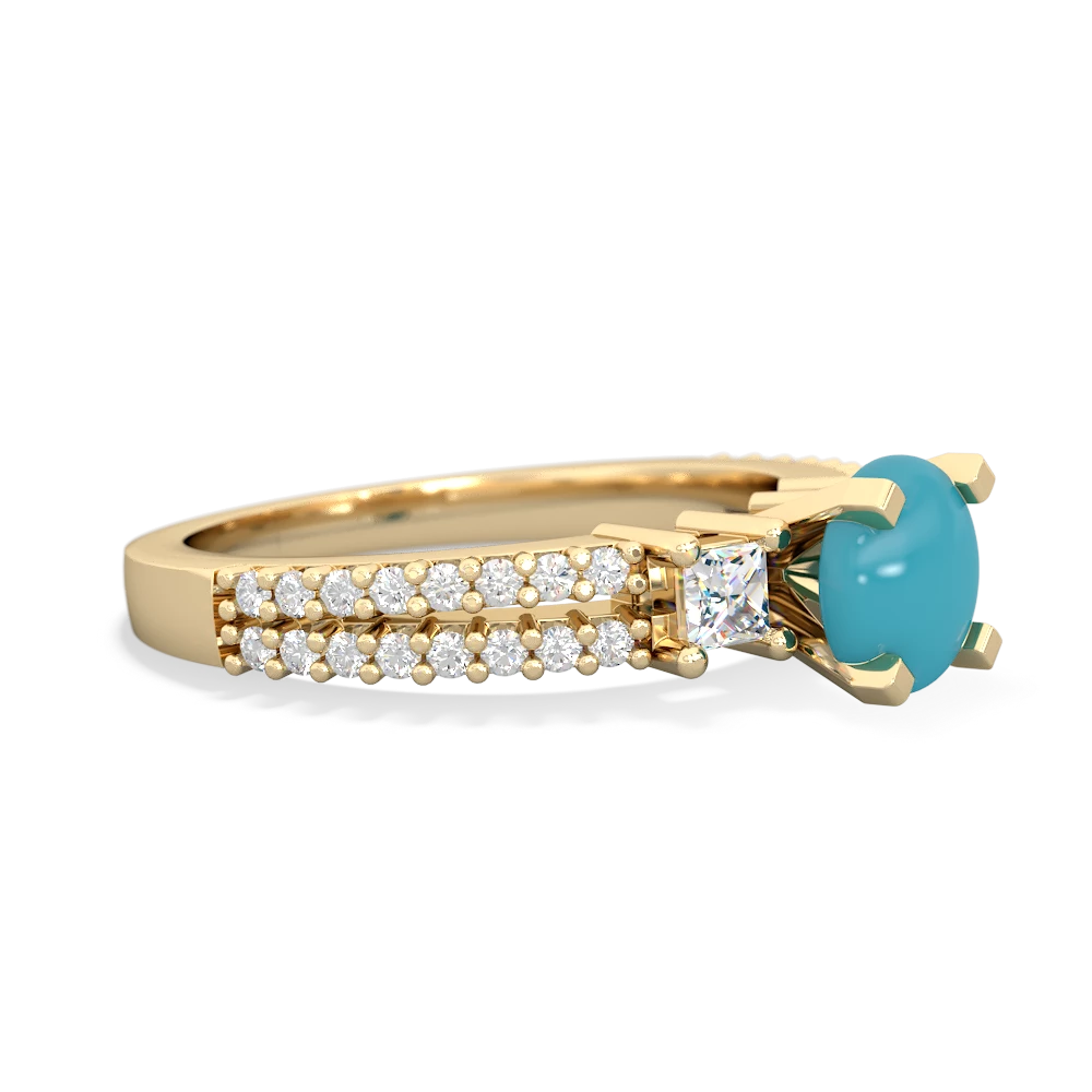 Turquoise Classic 6Mm Round Engagement 14K Yellow Gold ring R26436RD