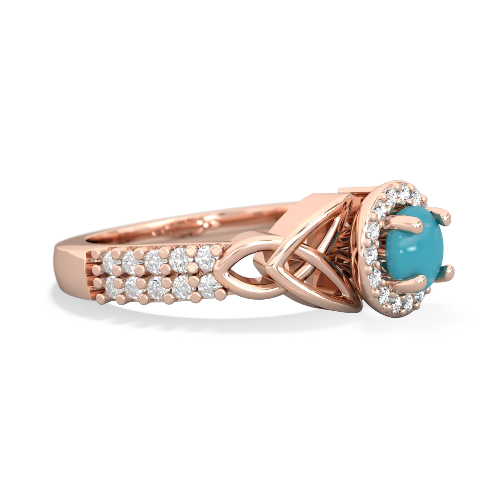 Turquoise Celtic Knot Halo 14K Rose Gold ring R26445RH