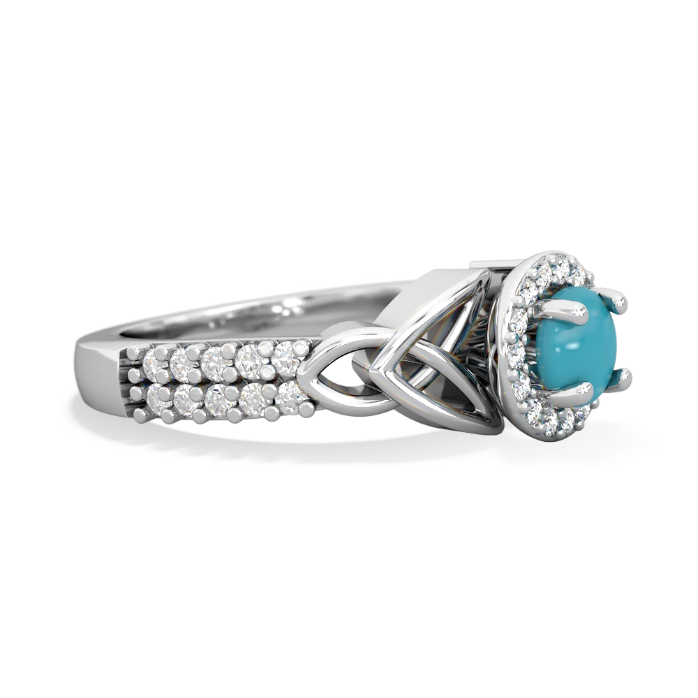 Turquoise Celtic Knot Halo 14K White Gold ring R26445RH