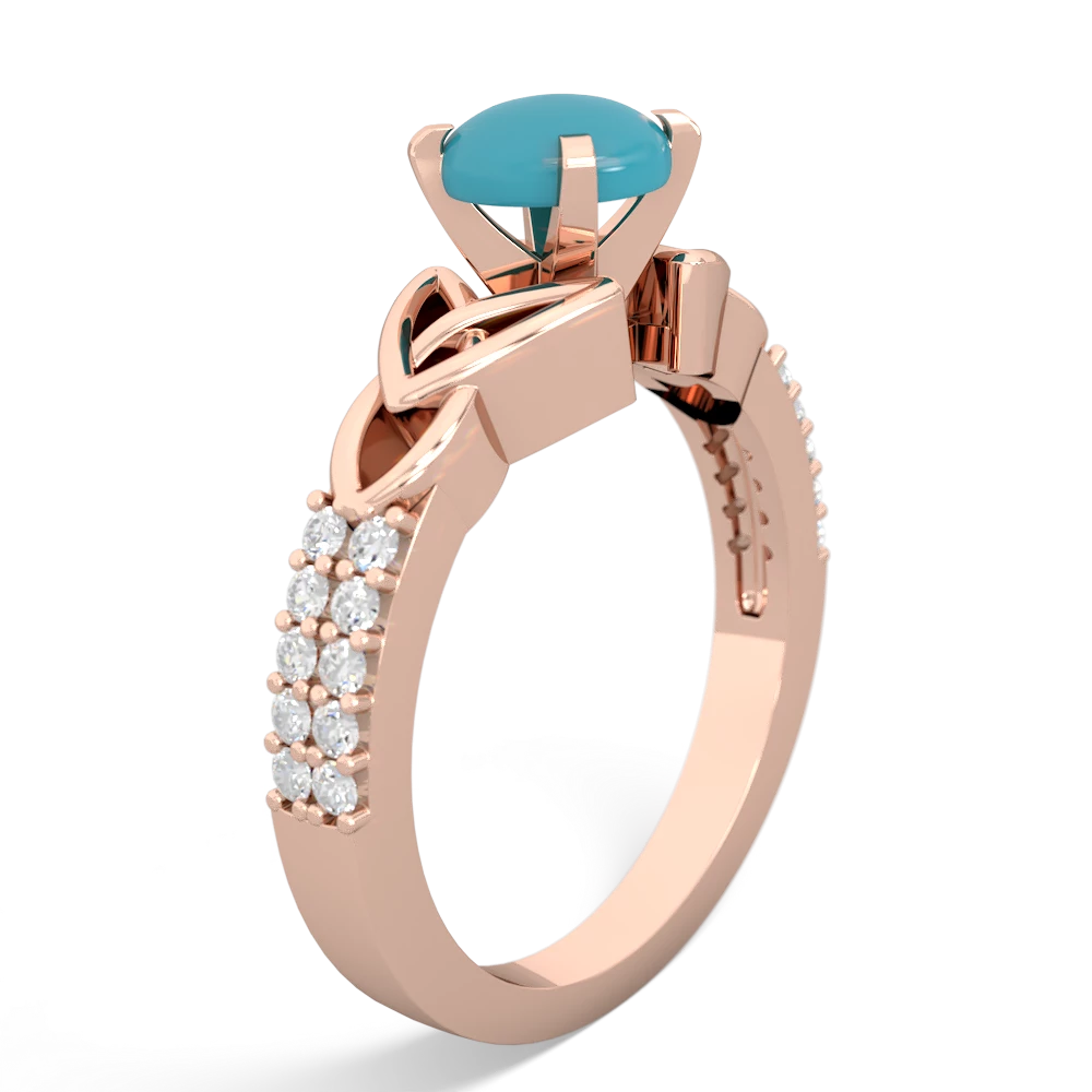 Turquoise Celtic Knot 6Mm Round Engagement 14K Rose Gold ring R26446RD